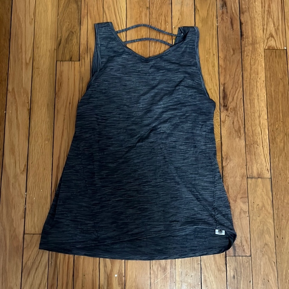 Athleta gray blue tank with scoop back